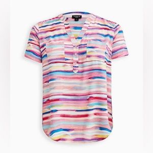 Torrid women’s colorful Harper Challis Pullover Short Sleeve Blouse Plus sz 2